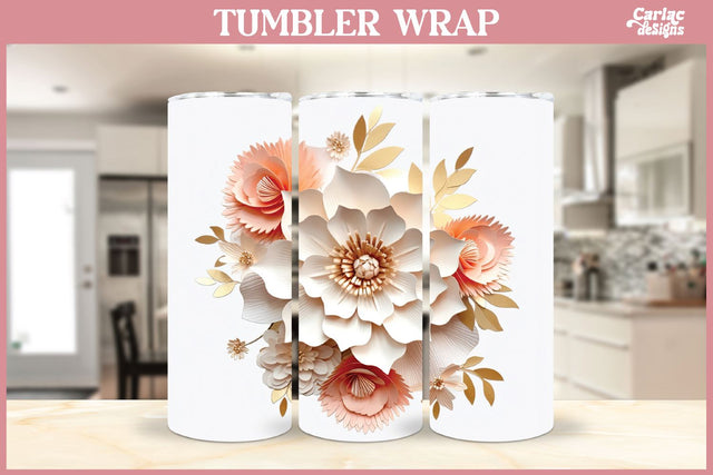 3d Tumbler Sublimation Wrap | 3d Flowers Tumbler Wrap Sublimation Carla C Designs 