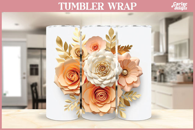 3d Tumbler Sublimation Wrap | 3d Flowers Tumbler Wrap Sublimation Carla C Designs 