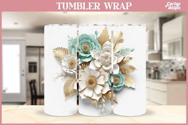 3d Tumbler Sublimation Wrap | 3d Flowers Tumbler Wrap Sublimation Carla C Designs 