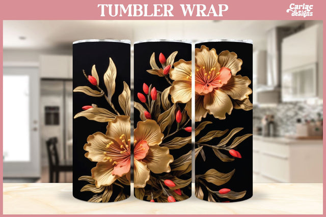 3d Tumbler Sublimation Wrap | 3d Flowers Tumbler Wrap Sublimation Carla C Designs 