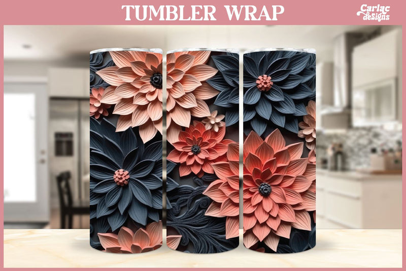 3d Tumbler Sublimation Wrap | 3d Flowers Tumbler Wrap Sublimation Carla C Designs 