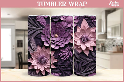 3d Tumbler Sublimation Wrap | 3d Flowers Tumbler Wrap Sublimation Carla C Designs 