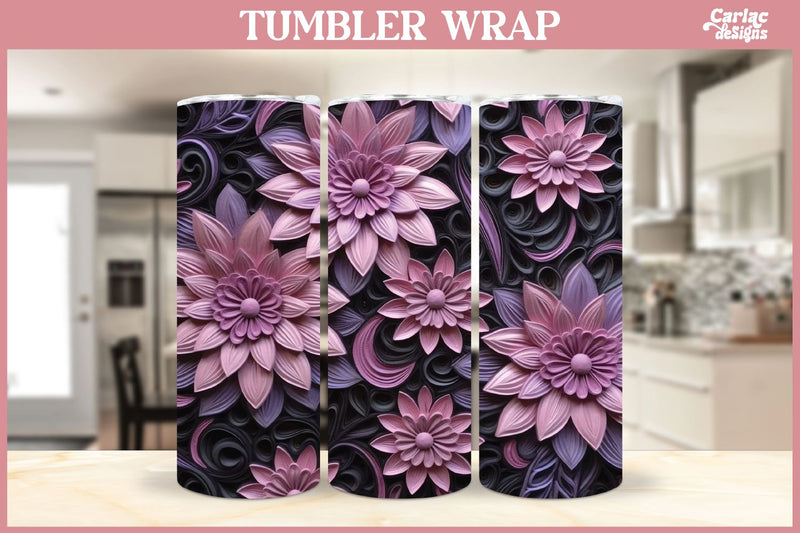 3d Tumbler Sublimation Wrap | 3d Flowers Tumbler Wrap Sublimation Carla C Designs 