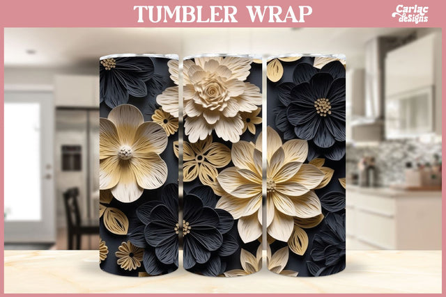3d Tumbler Sublimation Wrap | 3d Flowers Tumbler Wrap Sublimation Carla C Designs 