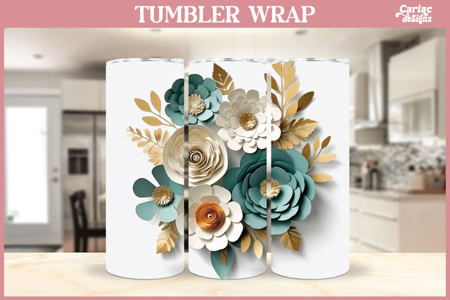 3d Tumbler Sublimation Wrap | 3d Flowers Tumbler Wrap Sublimation Carla C Designs 