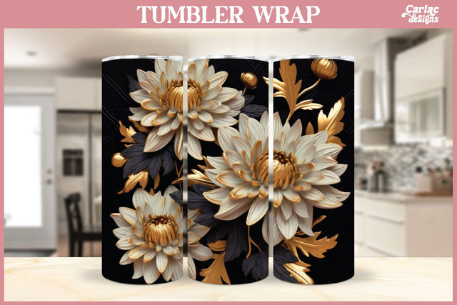 3d Tumbler Sublimation Wrap | 3d Flowers Tumbler Wrap Sublimation Carla C Designs 