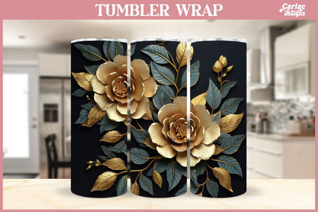 3d Tumbler Sublimation Wrap | 3d Flowers Tumbler Wrap Sublimation Carla C Designs 