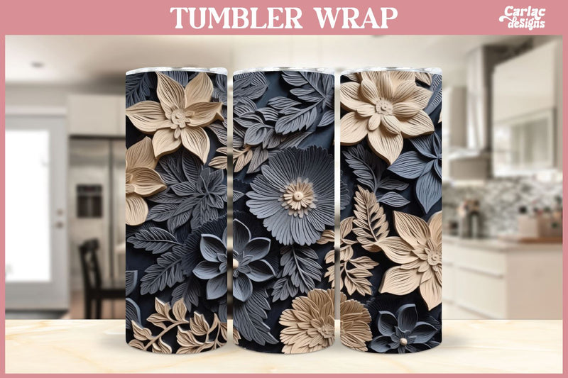 3d Tumbler Sublimation Wrap | 3d Flowers Tumbler Wrap Sublimation Carla C Designs 