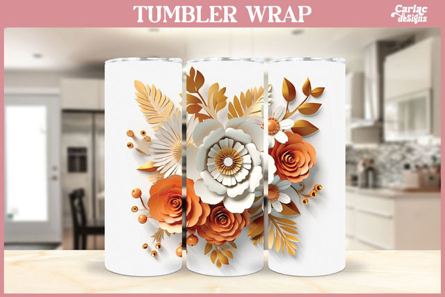 3d Tumbler Sublimation Wrap | 3d Flowers Tumbler Wrap Sublimation Carla C Designs 