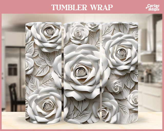 3d Tumbler Sublimation Wrap | 3d Flowers Tumbler Wrap Sublimation Carla C Designs 