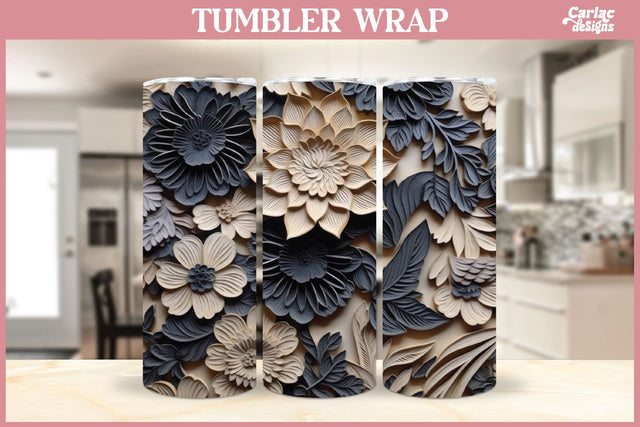 3d Tumbler Sublimation Wrap | 3d Flowers Tumbler Wrap Sublimation Carla C Designs 