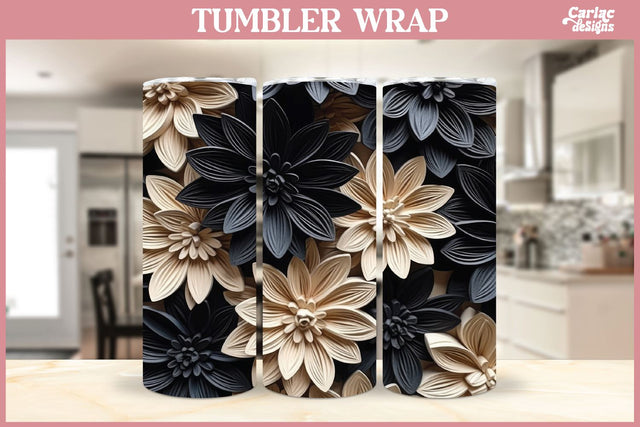 3d Tumbler Sublimation Wrap | 3d Flowers Tumbler Wrap Sublimation Carla C Designs 