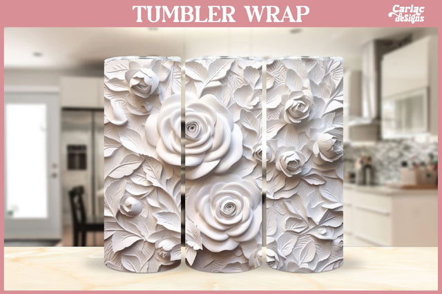 3d Tumbler Sublimation Wrap | 3d Flowers Tumbler Wrap Sublimation Carla C Designs 