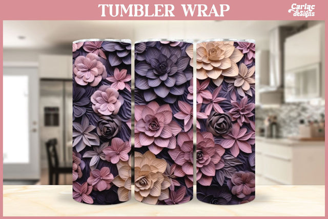 3d Tumbler Sublimation Wrap | 3d Flowers Tumbler Wrap Sublimation Carla C Designs 