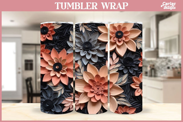 3d Tumbler Sublimation Wrap | 3d Flowers Tumbler Wrap Sublimation Carla C Designs 