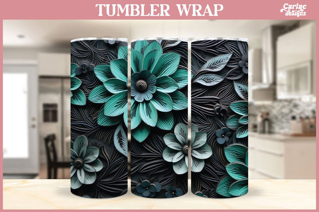 3d Tumbler Sublimation Wrap | 3d Flowers Tumbler Wrap Sublimation Carla C Designs 