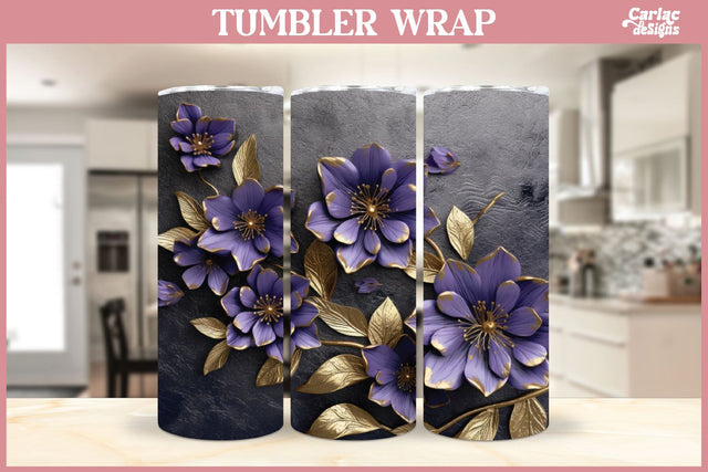 3d Tumbler Sublimation Wrap | 3d Flowers Tumbler Wrap Sublimation Carla C Designs 