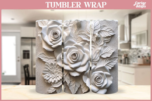 3d Tumbler Sublimation Wrap | 3d Flowers Tumbler Wrap Sublimation Carla C Designs 