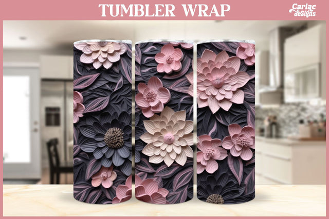 3d Tumbler Sublimation Wrap | 3d Flowers Tumbler Wrap Sublimation Carla C Designs 