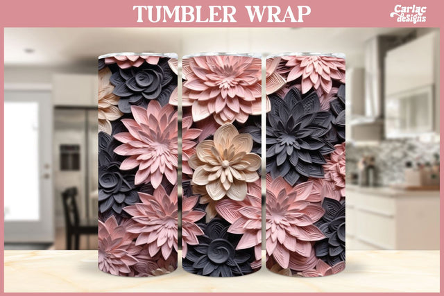 3d Tumbler Sublimation Wrap | 3d Flowers Tumbler Wrap Sublimation Carla C Designs 