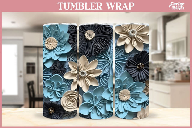 3d Tumbler Sublimation Wrap | 3d Flowers Tumbler Wrap Sublimation Carla C Designs 