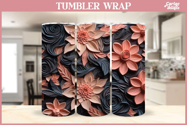 3d Tumbler Sublimation Wrap | 3d Flowers Tumbler Wrap Sublimation Carla C Designs 