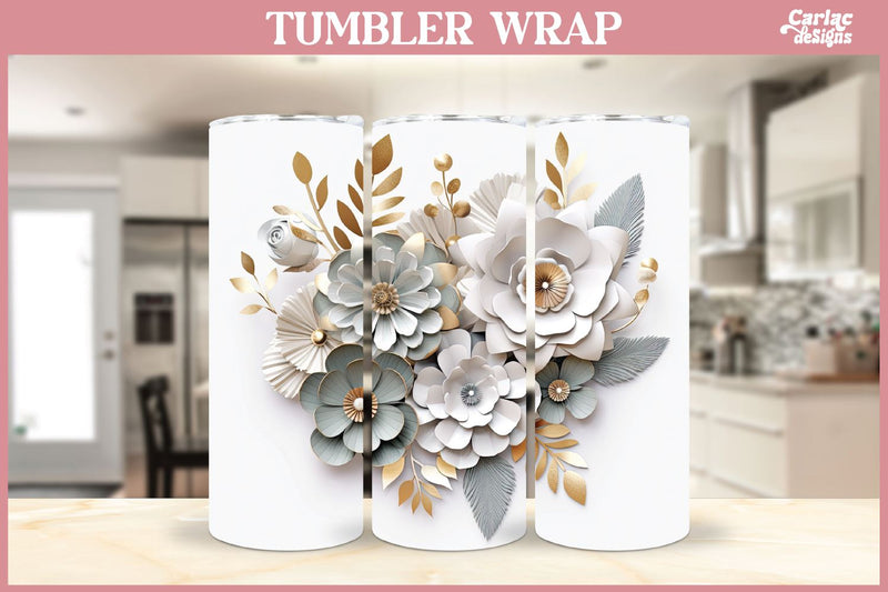 3d Tumbler Sublimation Wrap | 3d Flowers Tumbler Wrap Sublimation Carla C Designs 