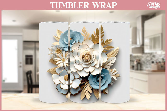 3d Tumbler Sublimation Wrap | 3d Flowers Tumbler Wrap Sublimation Carla C Designs 