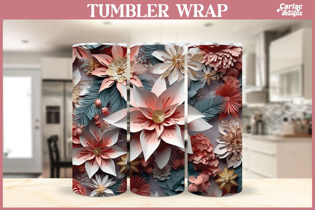 3d Tumbler Sublimation Wrap | 3d Flowers Tumbler Wrap Sublimation Carla C Designs 