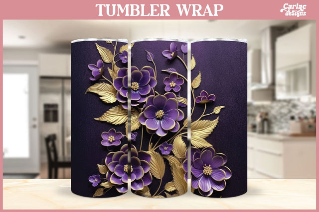 3d Tumbler Sublimation Wrap | 3d Flowers Tumbler Wrap Sublimation Carla C Designs 