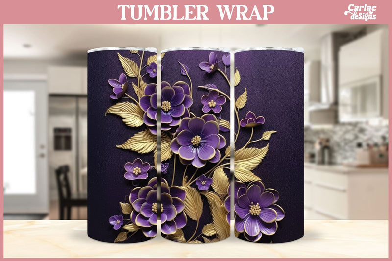 3d Tumbler Sublimation Wrap | 3d Flowers Tumbler Wrap Sublimation Carla C Designs 