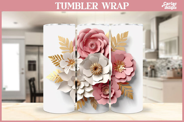3d Tumbler Sublimation Wrap | 3d Flowers Tumbler Wrap Sublimation Carla C Designs 