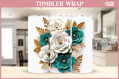 3d Tumbler Sublimation Wrap | 3d Flowers Tumbler Wrap Sublimation Carla C Designs 