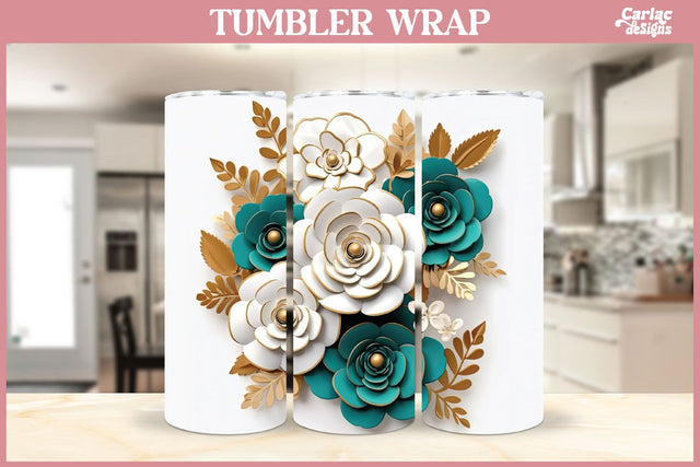 3d Tumbler Sublimation Wrap | 3d Flowers Tumbler Wrap Sublimation Carla C Designs 