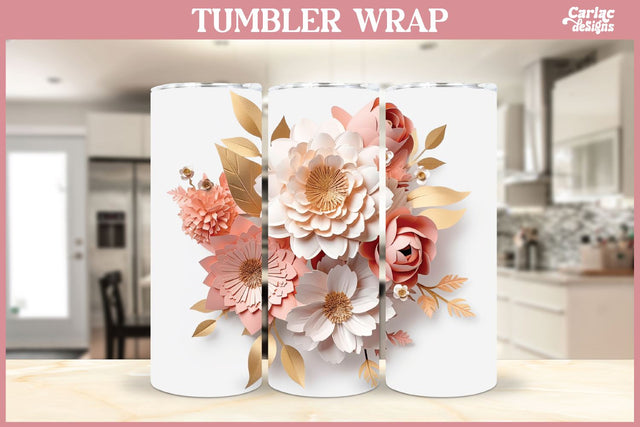 3d Tumbler Sublimation Wrap | 3d Flowers Tumbler Wrap Sublimation Carla C Designs 
