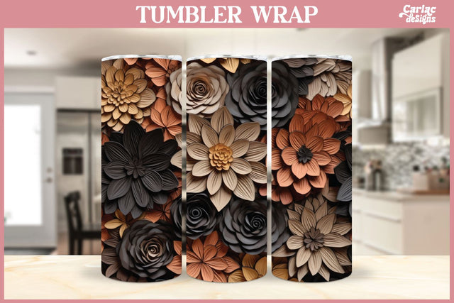 3d Tumbler Sublimation Wrap | 3d Flowers Tumbler Wrap Sublimation Carla C Designs 