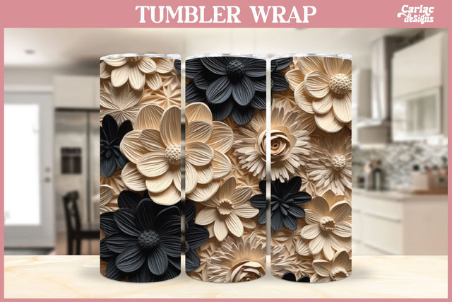 3d Tumbler Sublimation Wrap | 3d Flowers Tumbler Wrap Sublimation Carla C Designs 