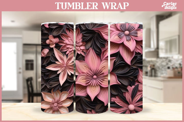 3d Tumbler Sublimation Wrap | 3d Flowers Tumbler Wrap Sublimation Carla C Designs 