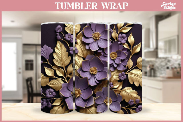 3d Tumbler Sublimation Wrap | 3d Flowers Tumbler Wrap Sublimation Carla C Designs 