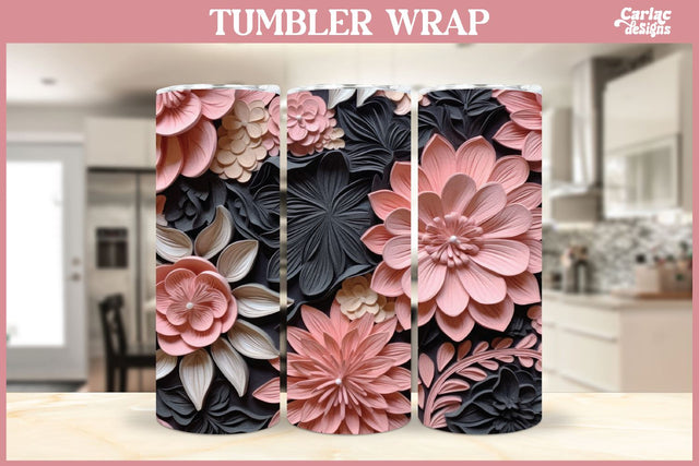 3d Tumbler Sublimation Wrap | 3d Flowers Tumbler Wrap Sublimation Carla C Designs 