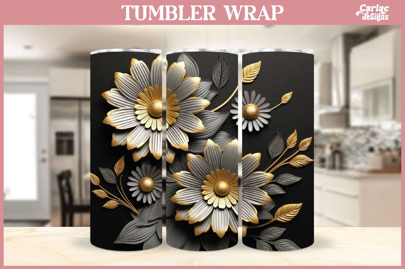 3d Tumbler Sublimation Wrap | 3d Flowers Tumbler Wrap Sublimation Carla C Designs 