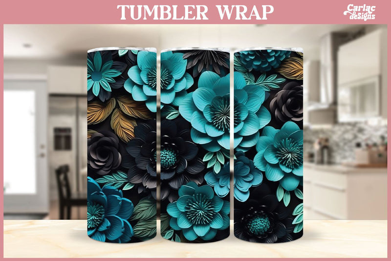 3d Tumbler Sublimation Wrap | 3d Flowers Tumbler Wrap Sublimation Carla C Designs 
