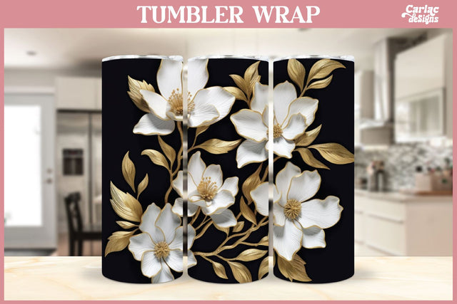 3d Tumbler Sublimation Wrap | 3d Flowers Tumbler Wrap Sublimation Carla C Designs 