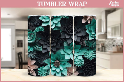3d Tumbler Sublimation Wrap | 3d Flowers Tumbler Wrap Sublimation Carla C Designs 