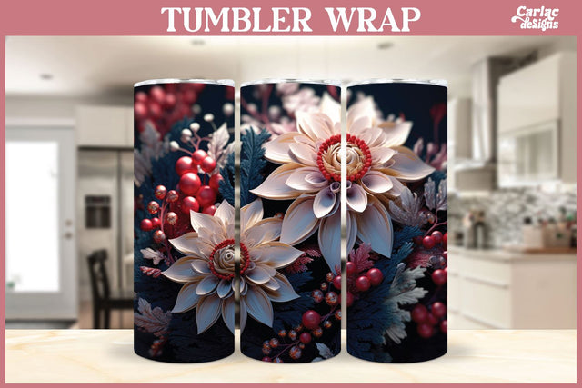 3d Tumbler Sublimation Wrap | 3d Flowers Tumbler Wrap Sublimation Carla C Designs 