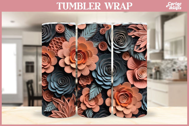 3d Tumbler Sublimation Wrap | 3d Flowers Tumbler Wrap Sublimation Carla C Designs 