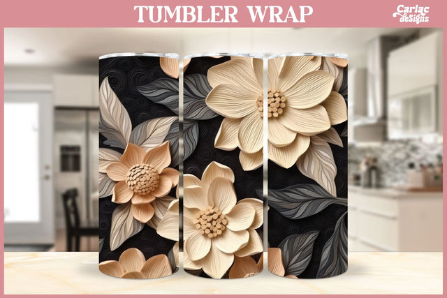 3d Tumbler Sublimation Wrap | 3d Flowers Tumbler Wrap Sublimation Carla C Designs 
