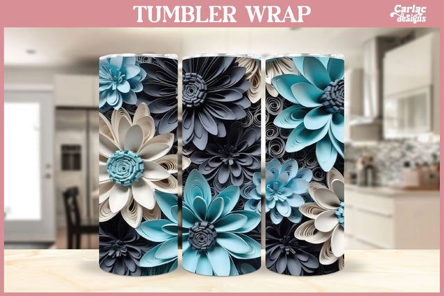3d Tumbler Sublimation Wrap | 3d Flowers Tumbler Wrap Sublimation Carla C Designs 
