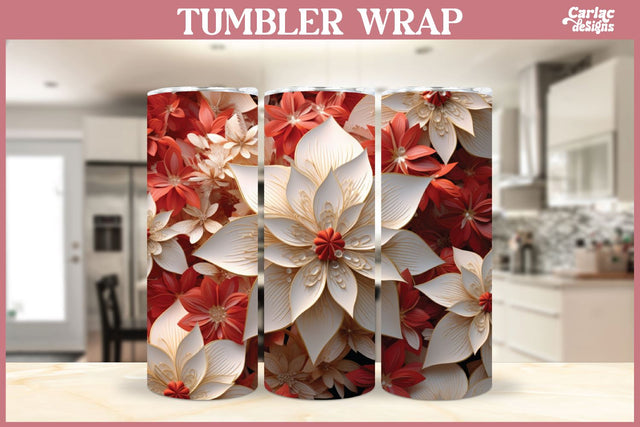 3d Tumbler Sublimation Wrap | 3d Flowers Tumbler Wrap Sublimation Carla C Designs 