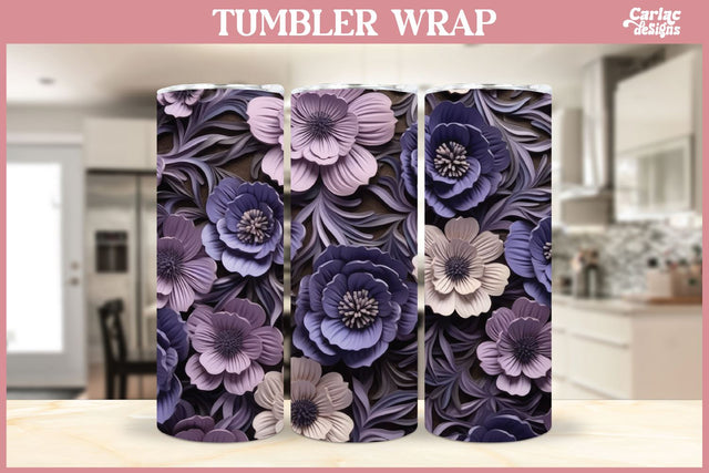 3d Tumbler Sublimation Wrap | 3d Flowers Tumbler Wrap Sublimation Carla C Designs 